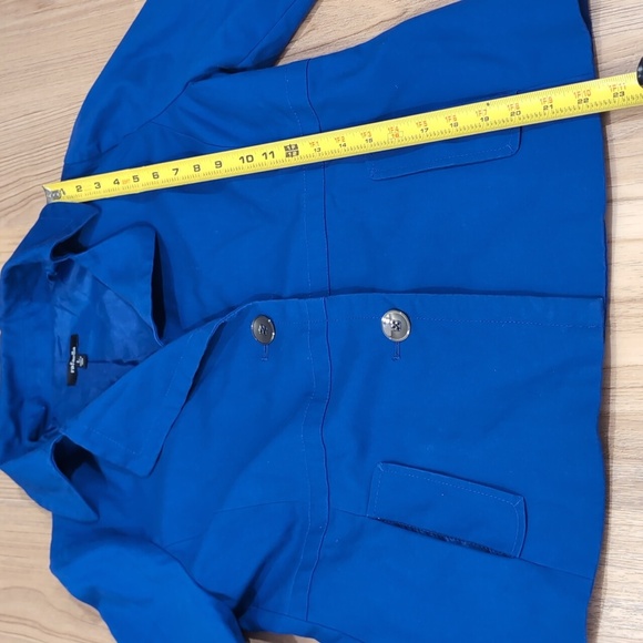 Rafaella Cobalt Blue 3/4 Sleeve Cotton Jacket - Picture 6 of 7